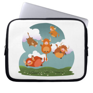 Niedlicher Cartoon schwimmende Kühe Laptop-Sieb Laptopschutzhülle
