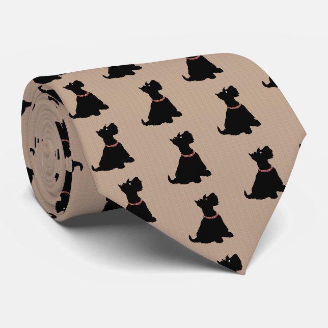 Niedlicher Cartoon Scottish Terrier Krawatte (Gerollt)