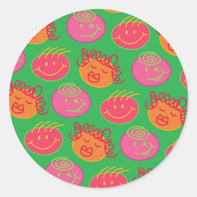 Niedlicher Cartoon Scribbles Spaß Alberne Bubblegu Runder Aufkleber (Vorderseite)