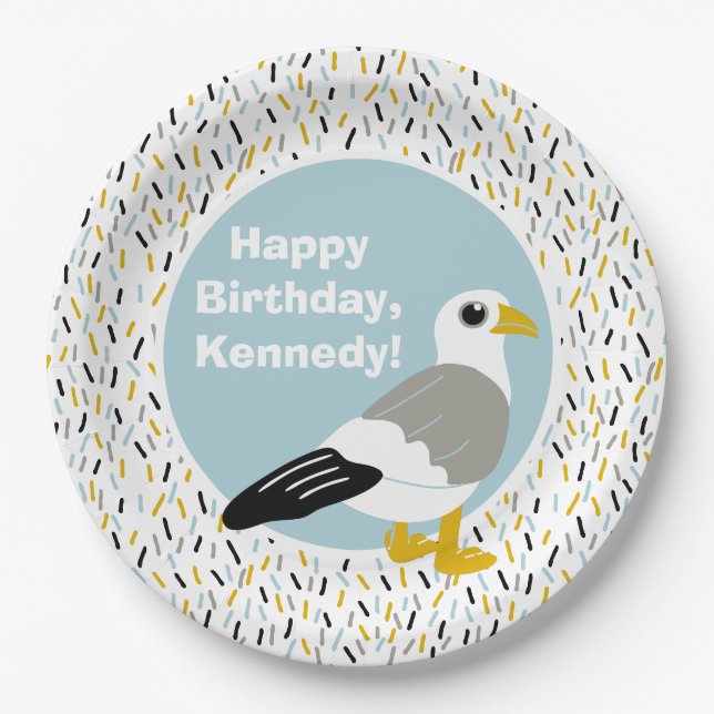 Niedlicher Cartoon Seagull Personalisiert Pappteller (Vorderseite)