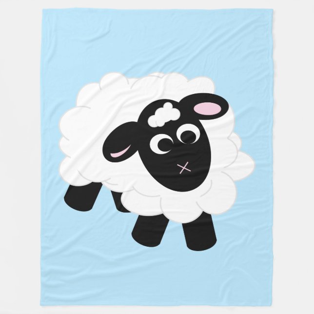 Niedlicher Cartoon Sheep Blue Fleece Blanket (Vorderseite)