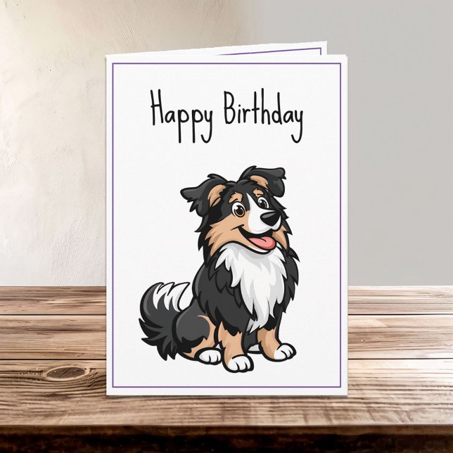 Niedlicher Cartoon Sheltie Shetland Shepherd Gebur Karte (Von Creator hochgeladen)