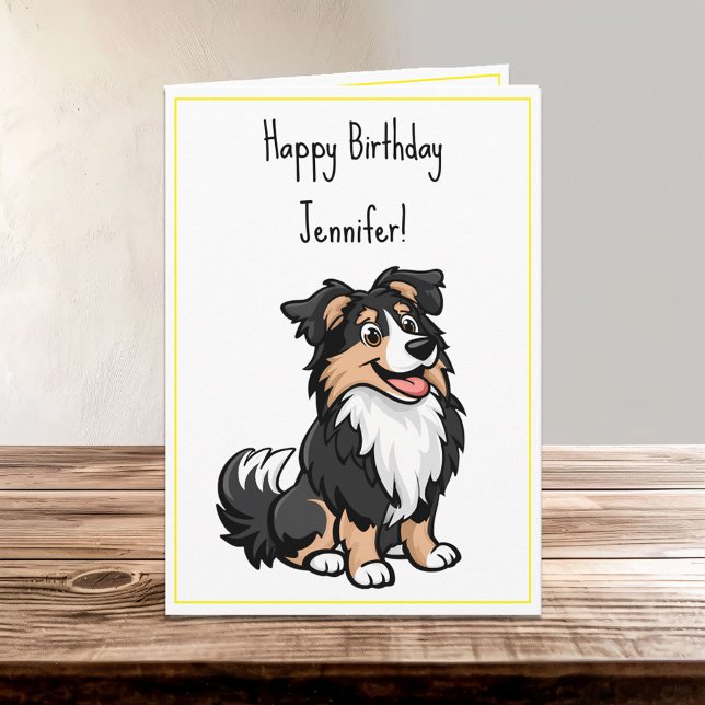 Niedlicher Cartoon Sheltie Shetland Shepherd Gebur Karte (Von Creator hochgeladen)