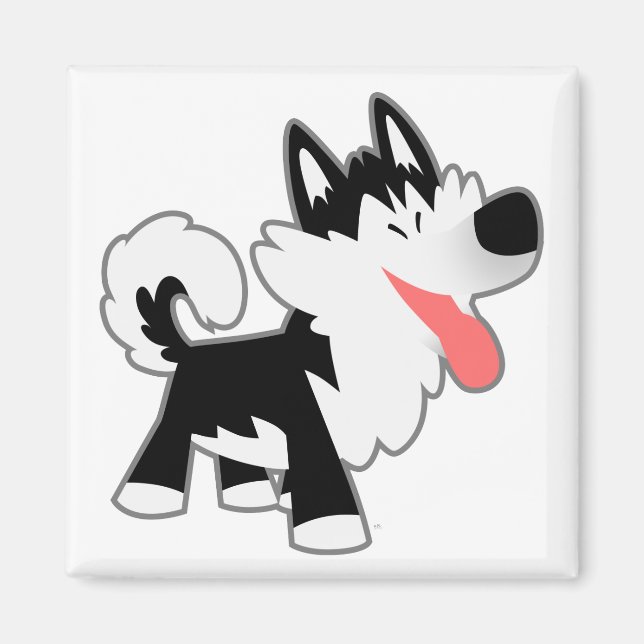 Niedlicher Cartoon Siberian Husky Magnet (Vorne)