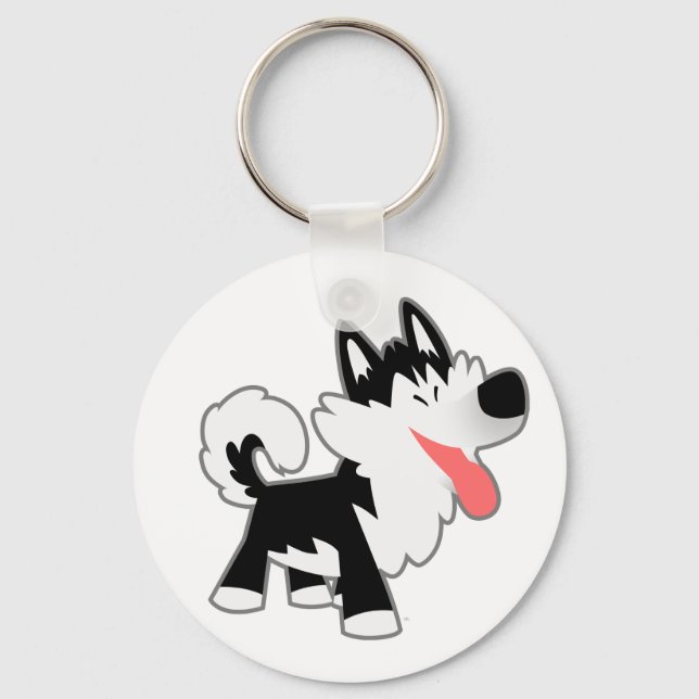 Niedlicher Cartoon Siberischer Husky Schlüsselanhä Schlüsselanhänger (Vorderseite)