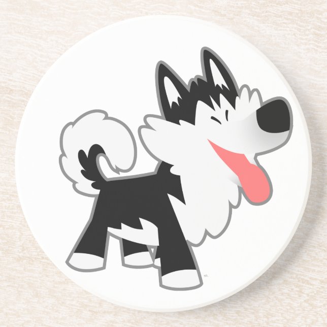 Niedlicher Cartoon Siberischer Husky Untersetzer (Vorne)