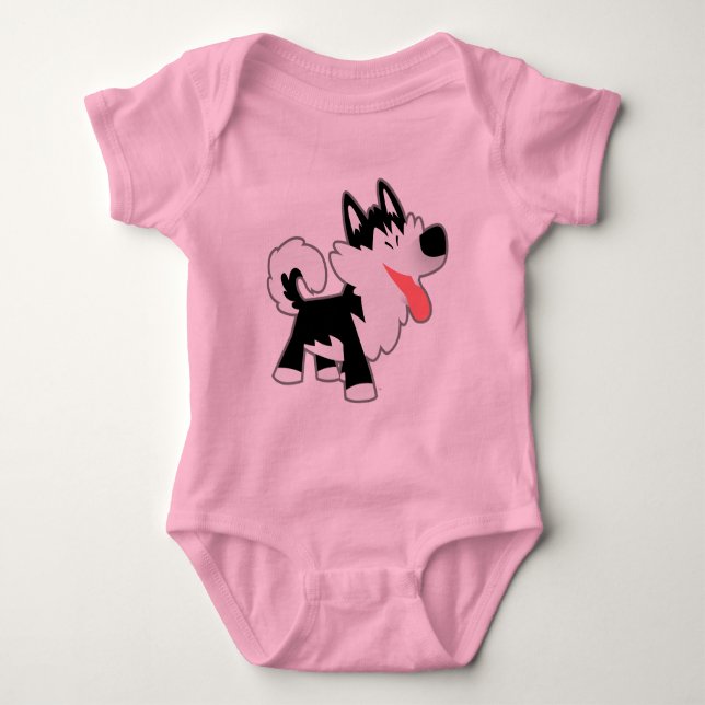 Niedlicher Cartoon Sibirischer Husky Baby Bekleidu Baby Strampler (Vorderseite)