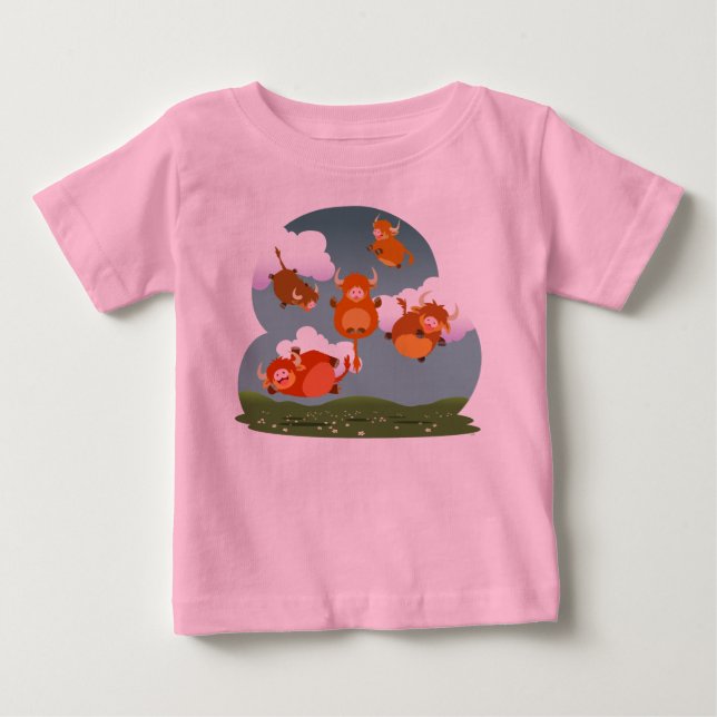 Niedlicher Cartoon-sich hin- und herbewegendes Baby T-shirt (Vorderseite)