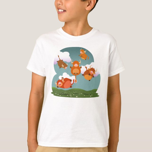 Niedlicher Cartoon-sich hin- und herbewegendes T-Shirt (Vorderseite)