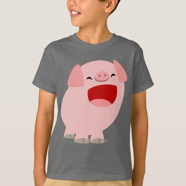 Niedlicher Cartoon Singen Pig Kinder T - Shirt (Vorderseite)