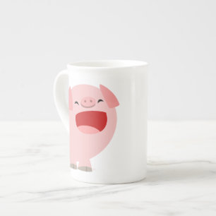 Niedlicher Cartoon Singing Pig Bone China Tasse