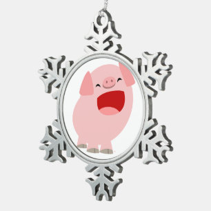 Niedlicher Cartoon Singing Pig Pewter Ornament