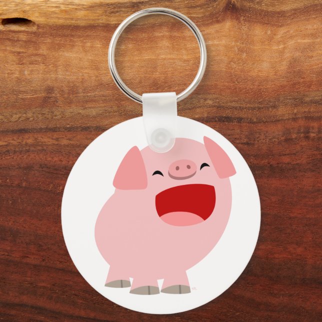 Niedlicher Cartoon Singing Pig Schlüsselanhänger (Vorderseite)