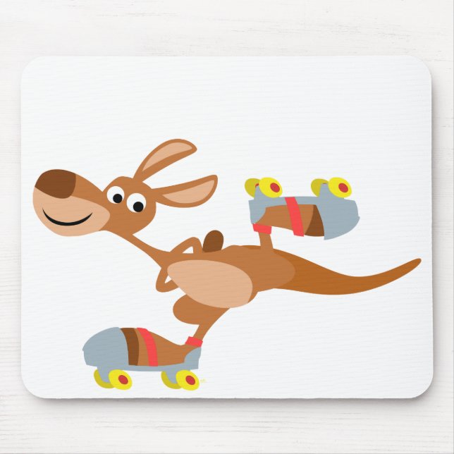 Niedlicher Cartoon-Skaten-Känguru Mousepad (Vorne)