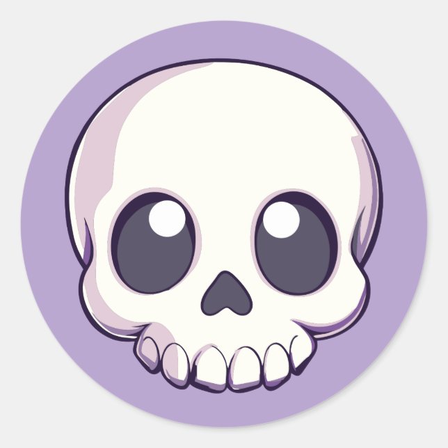 Niedlicher Cartoon Skull Kawaii Halloween Goth Sti Runder Aufkleber (Vorderseite)