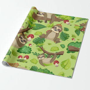 Niedlicher Cartoon-Sloth-Muster Geschenkpapier