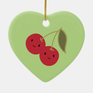 Niedlicher Cartoon Smiling Kawaii Cherries Keramik Ornament