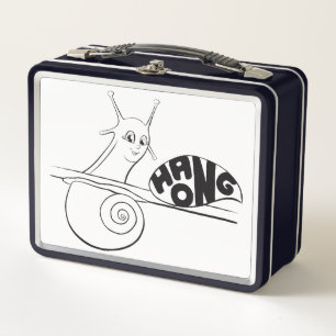 Niedlicher Cartoon Snail auf einer Pflanze mit pos Metall Brotdose