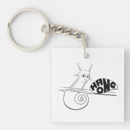 Niedlicher Cartoon Snail auf einer Pflanze mit pos Schlüsselanhänger