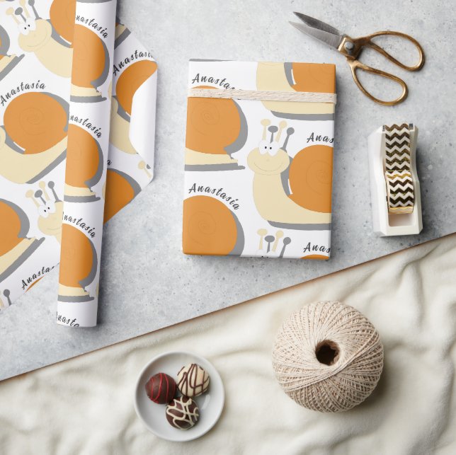 Niedlicher Cartoon Snail Personalisiert Wrapping P Geschenkpapier (Kunsthandwerk)