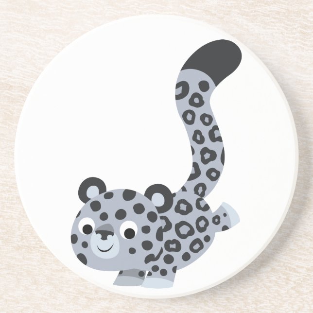 Niedlicher Cartoon Snow Leopard Untersetzer (Vorne)