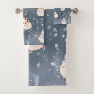 Niedlicher Cartoon Snowman Badhandtuch Set