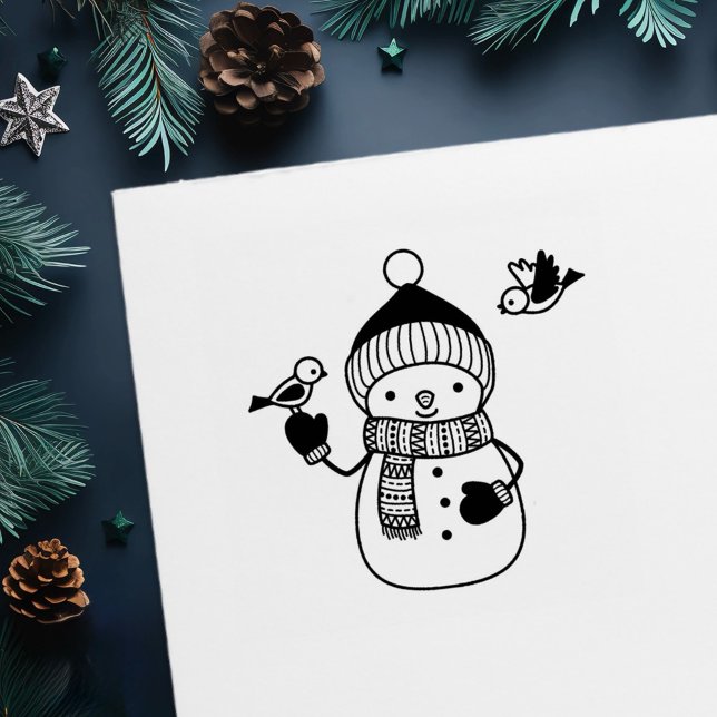Niedlicher Cartoon Snowman in Nylonhut und Scarf Permastempel (Von Creator hochgeladen)