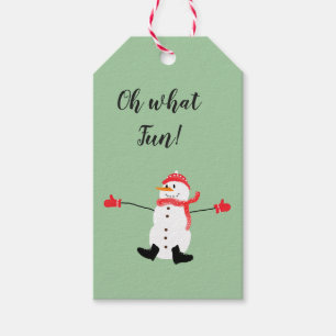 Niedlicher Cartoon Snowman Oh, was Spaß Sage Green Geschenkanhänger