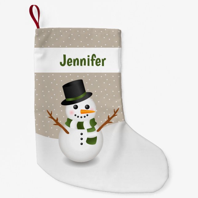 Niedlicher Cartoon Snowman und personalisierbare B Kleiner Weihnachtsstrumpf (Vorderseite)