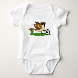 Niedlicher Cartoon-Sparrow-Fußballspieler Baby Strampler