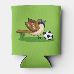 Niedlicher Cartoon-Sparrow-Fußballspieler Dosenkühler