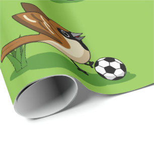 Niedlicher Cartoon-Sparrow-Fußballspieler Geschenkpapier