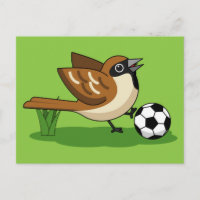 Niedlicher Cartoon-Sparrow-Fußballspieler