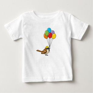 Niedlicher Cartoon Sparrow mit Balloons Baby T-shirt