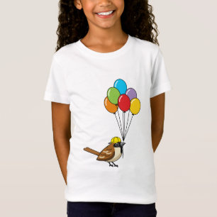 Niedlicher Cartoon Sparrow mit Balloons T-Shirt