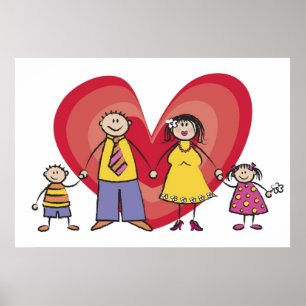 Niedlicher Cartoon Spaß Happy Familienfreude Liebe Poster