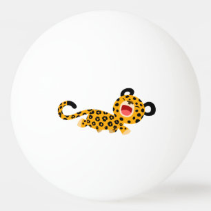 Niedlicher Cartoon-spöttischer LeopardPing Pong Tischtennisball