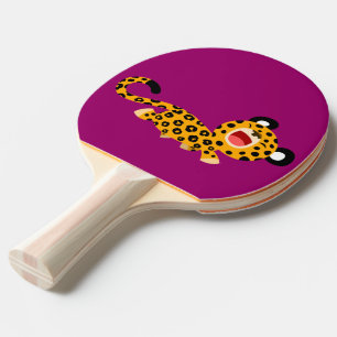 Niedlicher Cartoon-spöttisches LeopardPing Pong Tischtennis Schläger