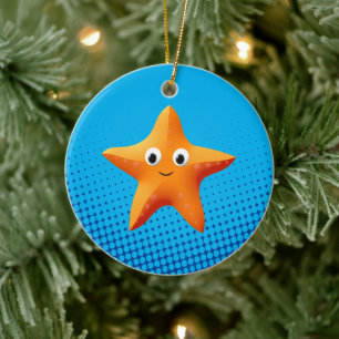 Niedlicher Cartoon Starfish Blauer Ozean Keramik Ornament