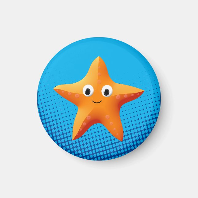 Niedlicher Cartoon Starfish Blauer Ozean Magnet (Vorne)