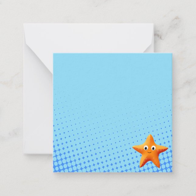 Niedlicher Cartoon Starfish Blauer Ozean Mitteilungskarte (Vorderseite)
