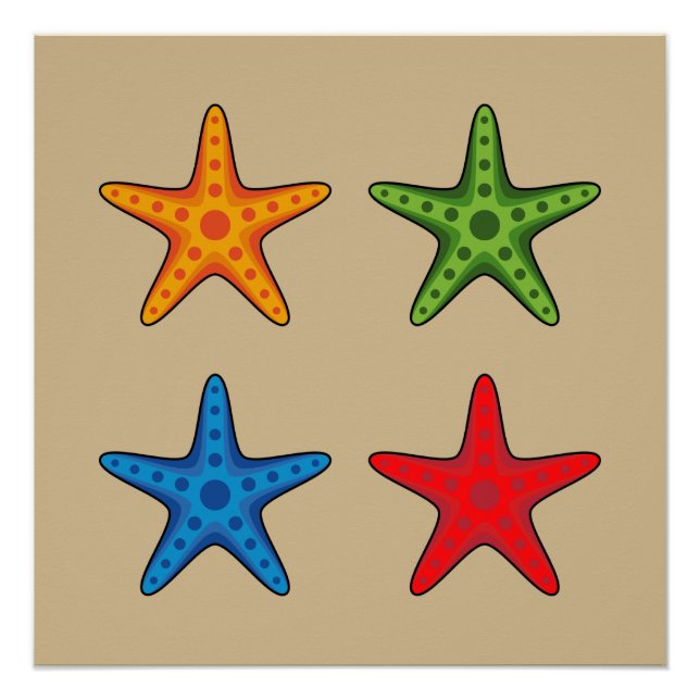 Niedlicher Cartoon Starfish Set Poster (Vorderseite)