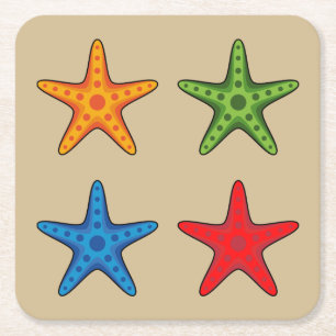 Niedlicher Cartoon Starfish Set Rechteckiger Pappuntersetzer