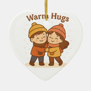 Niedlicher Cartoon Sticker - Boy & Girl Warm Hugs Keramik Ornament