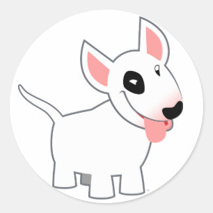 Niedlicher Cartoon-Stier-Terrier-Aufkleber Runder Aufkleber