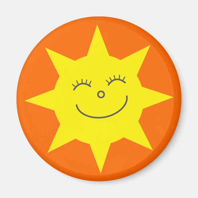 Niedlicher Cartoon Sun Happy Face Orange Custom Magnet (Vorne)