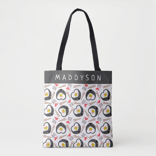 Niedlicher Cartoon Sushi Pattern Tasche (Vorderseite)