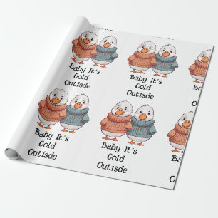 Niedlicher Cartoon Sweater Cold Gean Duck Couple Geschenkpapier