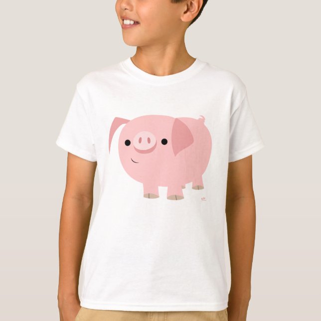 Niedlicher Cartoon T - Shirt Schweinekinder (Vorderseite)