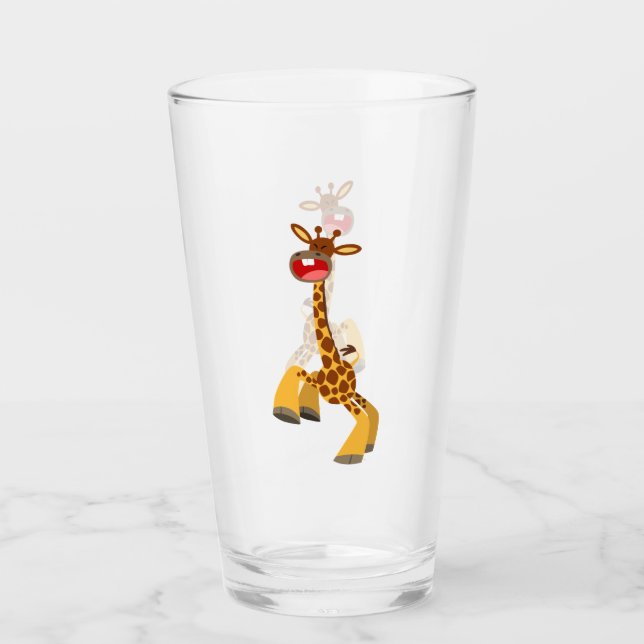 Niedlicher Cartoon-Tanz Giraffe Glas (Vorderseite)